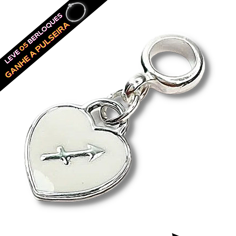 Berloque Pendurado Signo de Sagitário Resinado - Prata - Áurea Acessórios