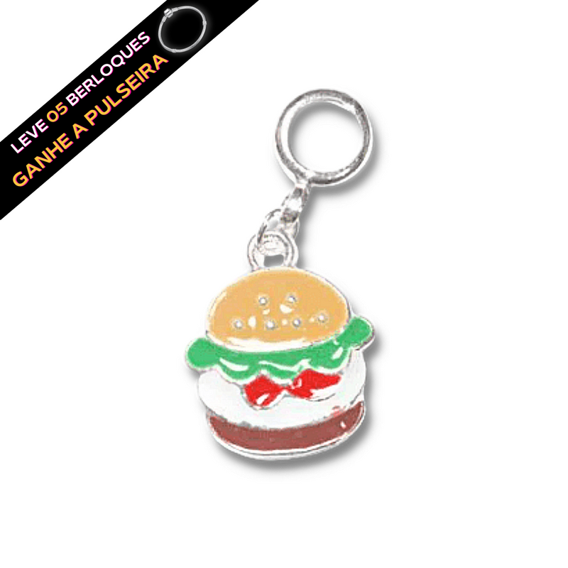 Berloque Pendurado Big Burger - Prata - Áurea Acessórios