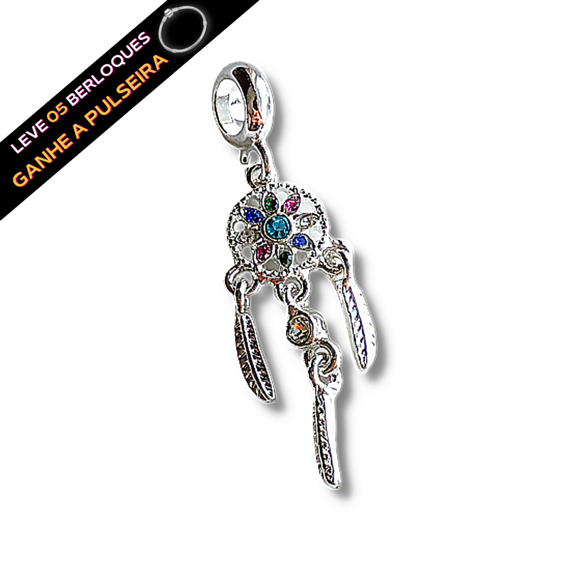 Berloque Pendurado Filtro dos Sonhos Colorido - Prata - Áurea Acessórios