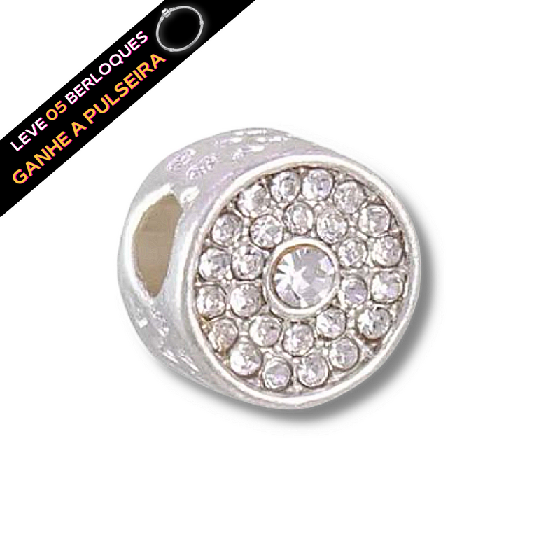 Berloque Separador Esfera Strass - Prata - Áurea Acessórios