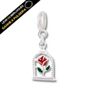 Berloque Pendurado Rosa da Bela e a Fera- Prata - Áurea Acessórios