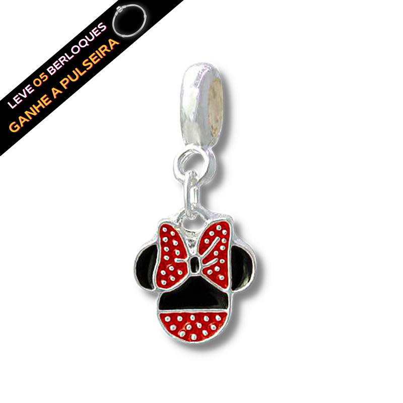 Berloque Cabeça Minnie Simples Resinado - Prata - Áurea Acessórios