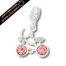 Berloque Banhado a Prata Motinha Rosa - Prata - Áurea Acessórios