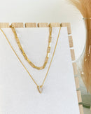 Conjunto de Colares Elos + Coração Cravejado - Semijoia Folheada a Ouro 18k