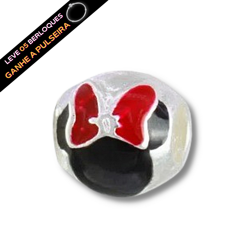 Berloque Separador Cabeça Minnie Resinado - Prata - Áurea Acessórios