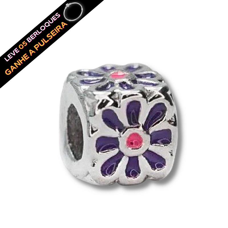 Berloque Separador Banhado a Prata Floral - Prata - Áurea Acessórios