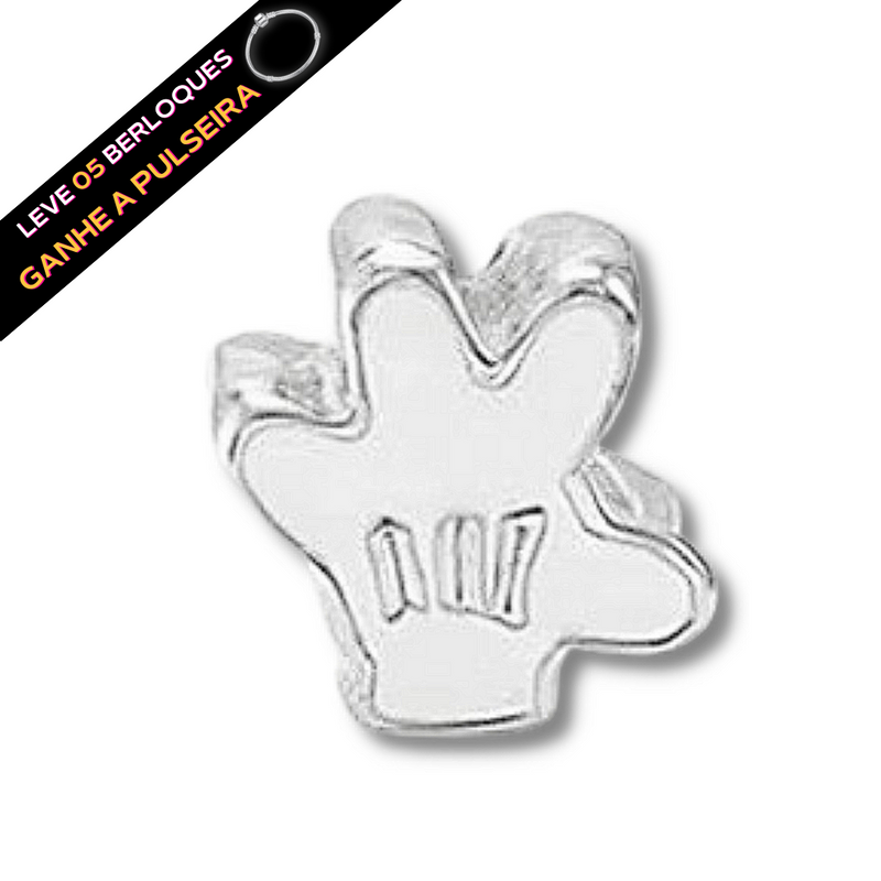 Berloque Separador Mão Mickey Branca - Prata - Áurea Acessórios