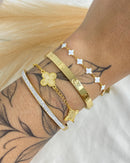 Conjunto de Braceletes Inspiração - Semijoia em Aço Inox em Ouro