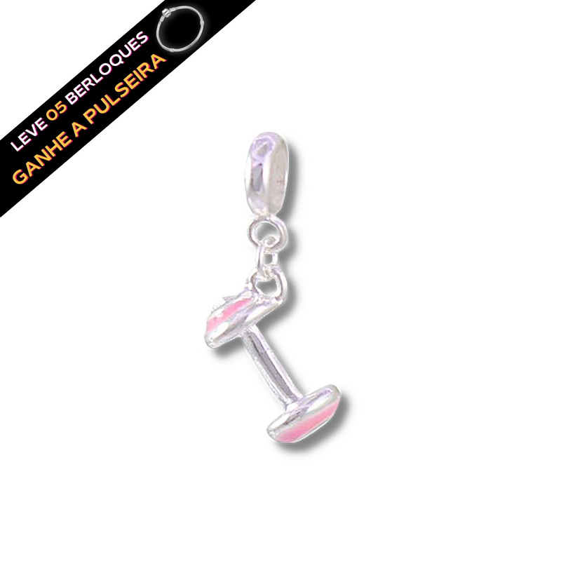 Berloque Halter Rosa - Prata - Áurea Acessórios