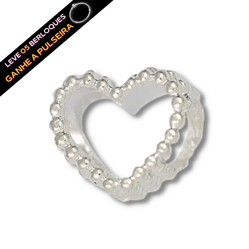 Berloque Separador Coração Detalhado Vazado - Prata - Áurea Acessórios