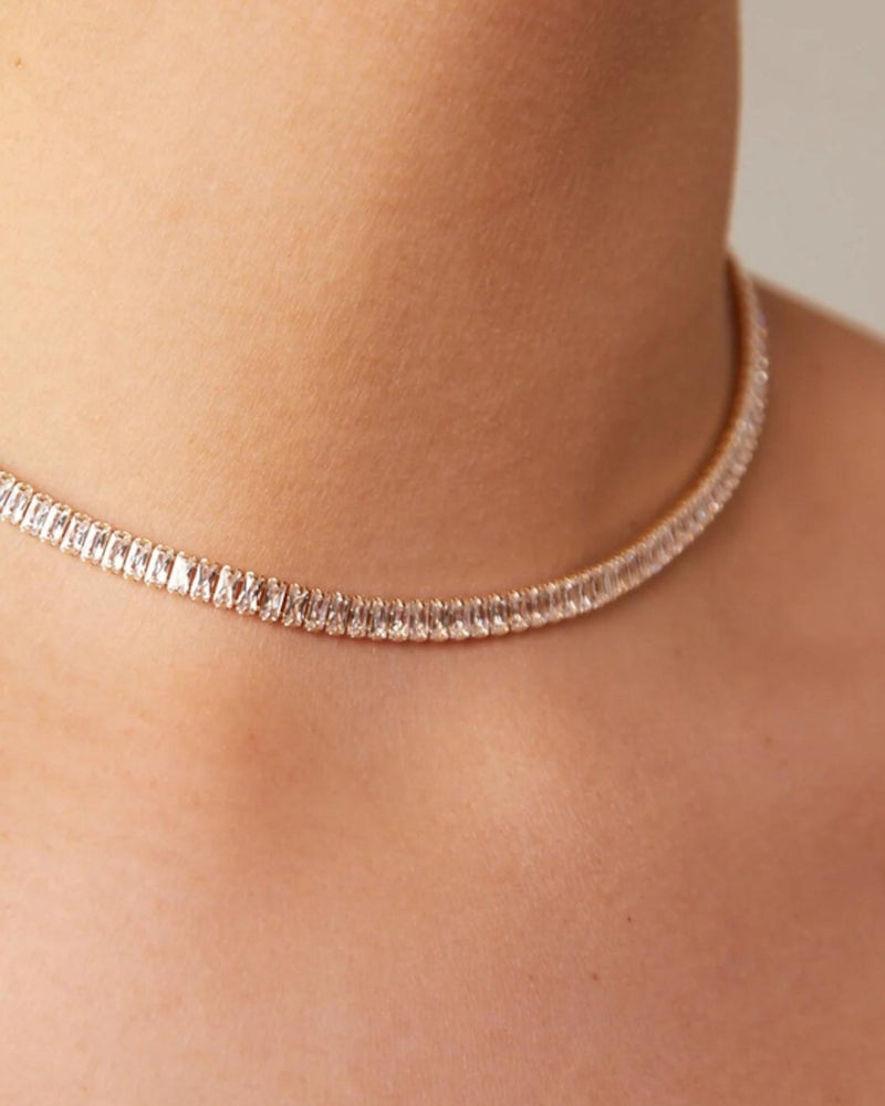 Colar Riviera Baguete Dourado - Áurea Acessórios