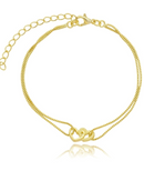 Pulseira Dupla Coração Entrelaçado - Semijoia Banhado a Ouro 18k