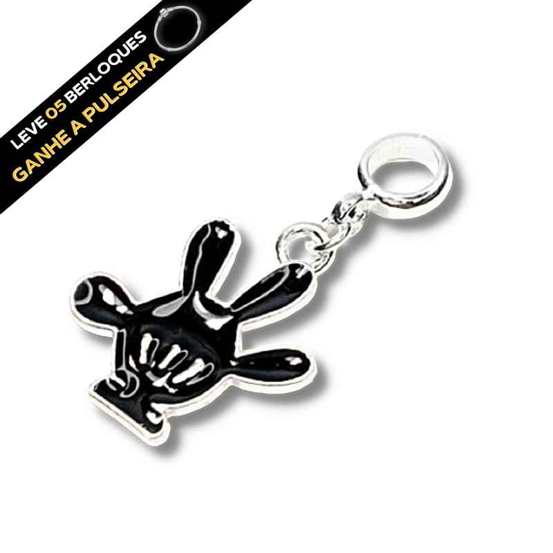Berloque Pendurado Mão Mickey - Prata - Áurea Acessórios