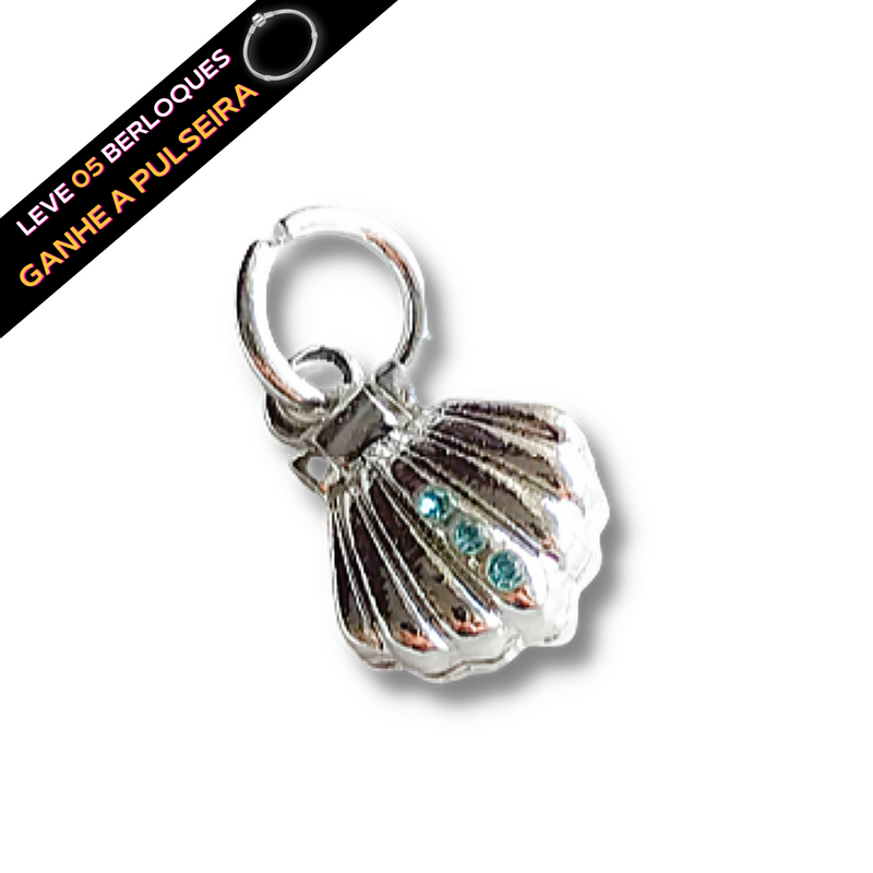 Berloque Pendurado Concha com Pérola - Prata - Áurea Acessórios