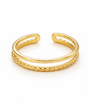 Anel Regulável Duplo Detalhado - Semijoia Banhado em Ouro 18k