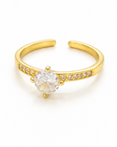 Anel Regulável Solitário Cravejado - Semijoia Banhado em Ouro 18k