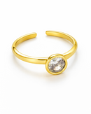 Anel Regulável Solitário Redondo - Semijoia Banhado em Ouro 18k