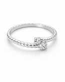 Anel Regulável Trançado Duo Zircônia - Semijoia Banhado a Prata