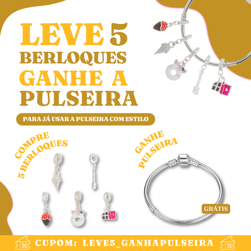 Berloque Banhado a Prata Minnie Saia Strass - Prata - Áurea Acessórios