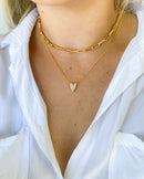 Conjunto de Colares Elos + Coração Cravejado - Semijoia Folheada a Ouro 18k