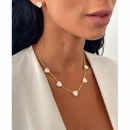 Conjunto Colar e Brinco Coração Zircônia - Semijoia Folheada a Ouro 18k