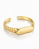 Anel Regulável Meio Canelado - Semijoia Banhado em Ouro 18k