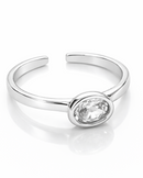 Anel Regulável Solitário Redondo - Semijoia Banhado a Prata