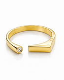 Anel Regulável Quadrado com Pedrinha - Semijoia Banhado em Ouro 18k