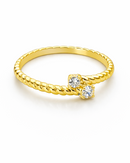 Anel Regulável Trançado Duo Zircônia - Semijoia Banhado em Ouro 18k