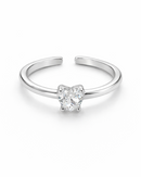 Anel Regulável Solitário Coração - Semijoia Banhado a Prata