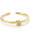 Anel Regulável Solitário Simples - Semijoia Banhado em Ouro 18k