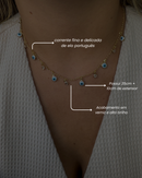 Colar Olho Grego e Zircônias Pendurado - Semijoia Banhado em Ouro 18k