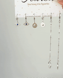 Trio de Argolas Olho Grego com Corrente - Semijoia Banhado a Prata