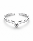 Anel Regulável V - Semijoia Banhado a Prata