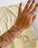 Pulseira Olho Grego Espaçados - Semijoia Banhado a Prata