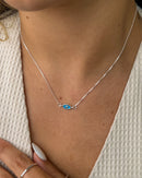 Colar Choker Olho Grego Resinado - Semijoia Banhado a Prata