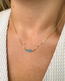 Colar Choker Olho Grego Resinado - Semijoia Banhado em Ouro 18k