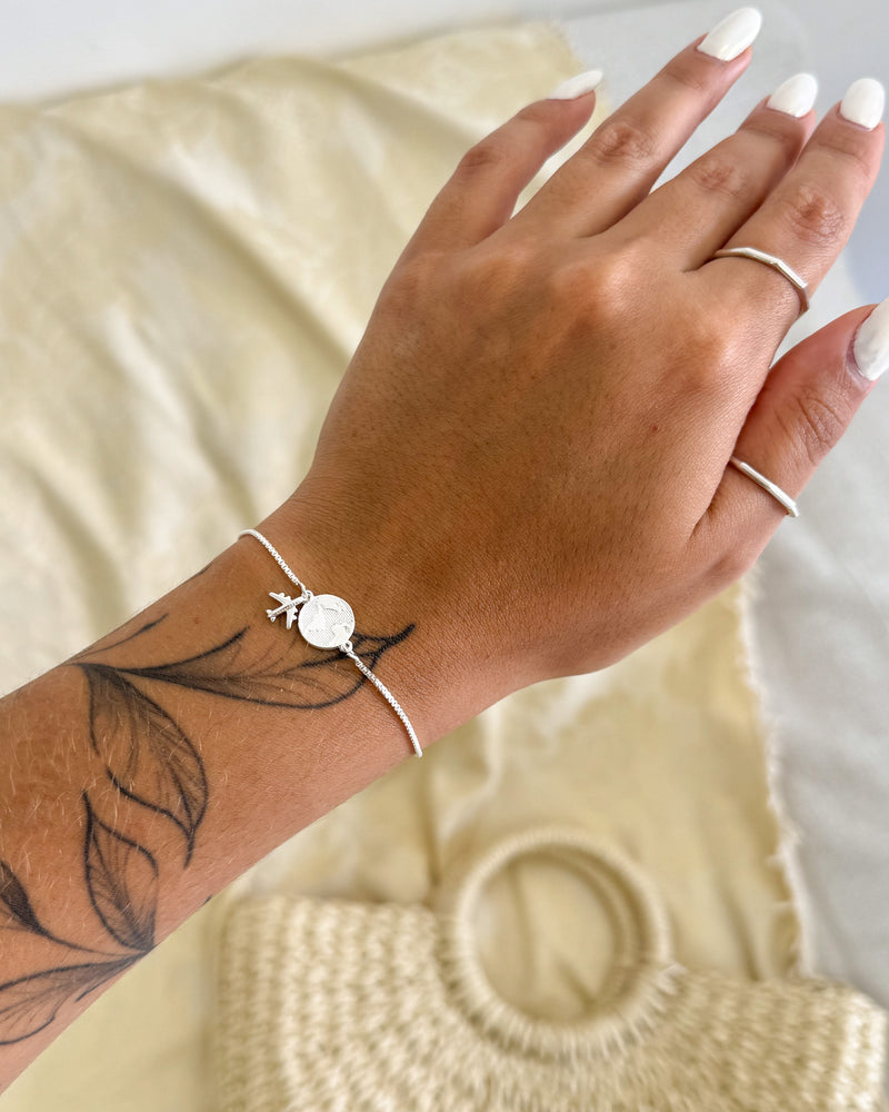 Pulseira Regulável Viagem - Semijoia Banhado a Prata