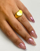 Anel Bold Coração Aço Inoxidável Folheado a Ouro 18k - Semijoia Folheada