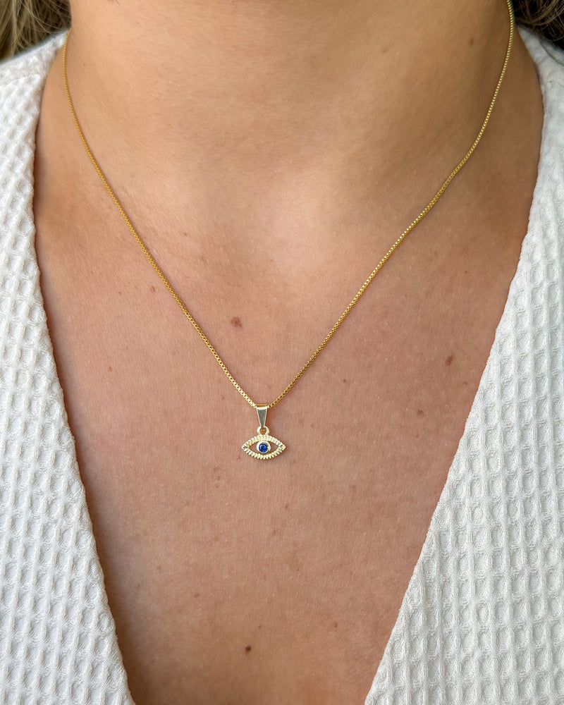 Colar Pingente Olho Grego - Semijoia Banhado em Ouro 18k