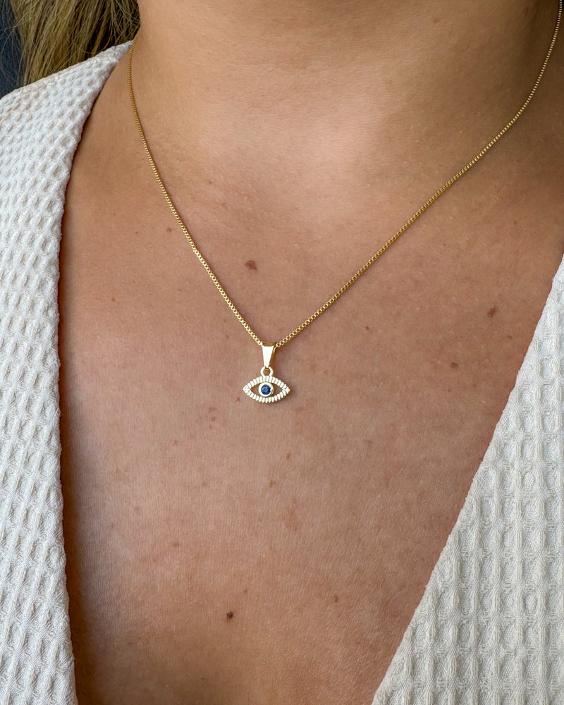 Colar Pingente Olho Grego - Semijoia Banhado em Ouro 18k