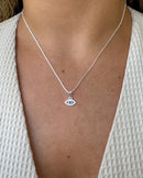 Colar Pingente Olho Grego - Semijoia Banhado a Prata