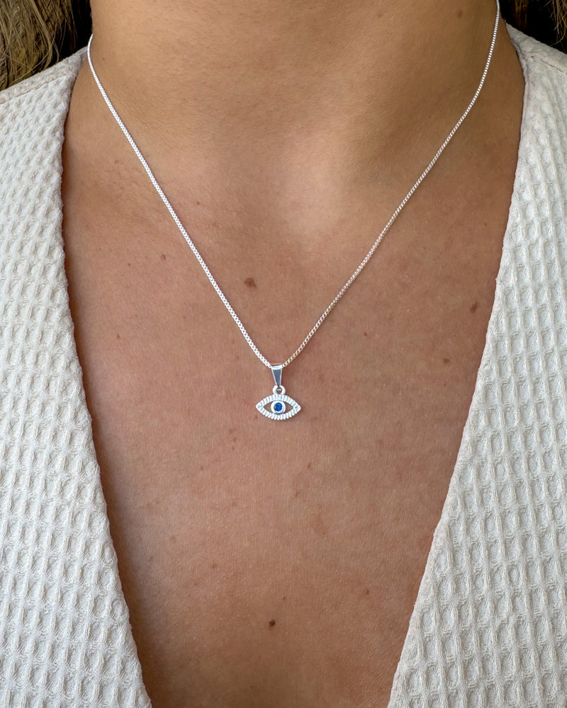 Colar Pingente Olho Grego - Semijoia Banhado a Prata