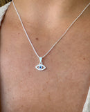 Colar Pingente Olho Grego - Semijoia Banhado a Prata