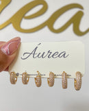 Trio de Argolas Bold Cravejado - Dourado - Áurea Acessórios