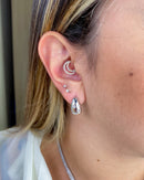 Meia Argola Esfera Oval Crevajada - Prata - Áurea Acessórios