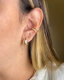 Meia Argola Esfera Oval Crevajada - Dourada - Áurea Acessórios