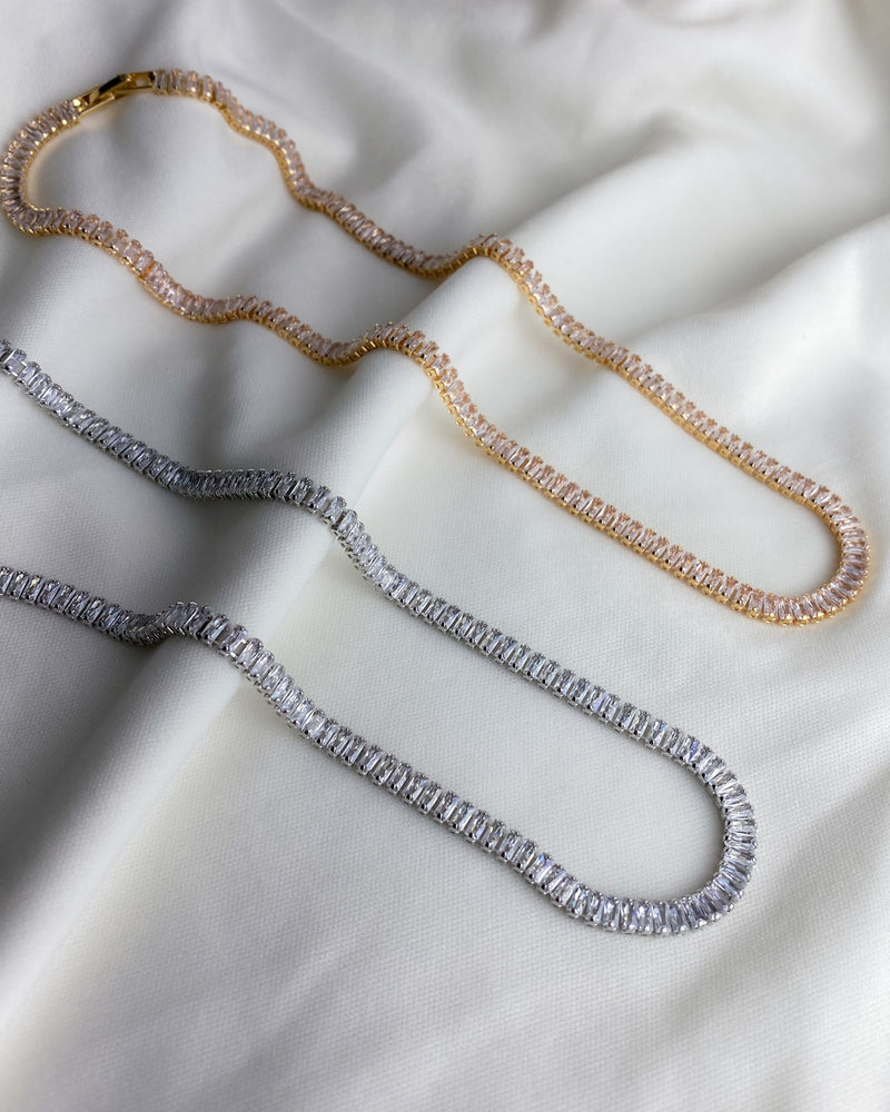 Colar Riviera Baguete Prata - Áurea Acessórios