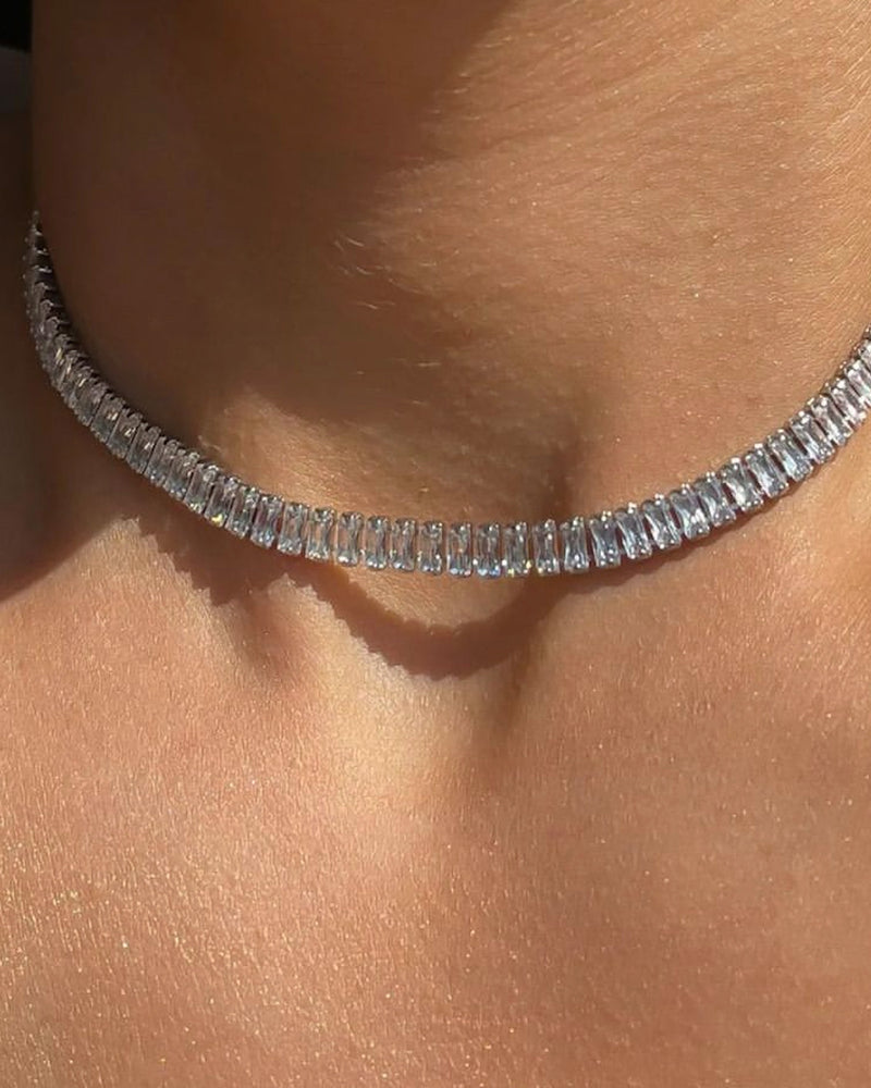 Colar Riviera Baguete Prata - Áurea Acessórios