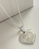 Kit Dia das Mães + Colar Coração Laser + Foto 3D - Semijoia Banhado em Prata